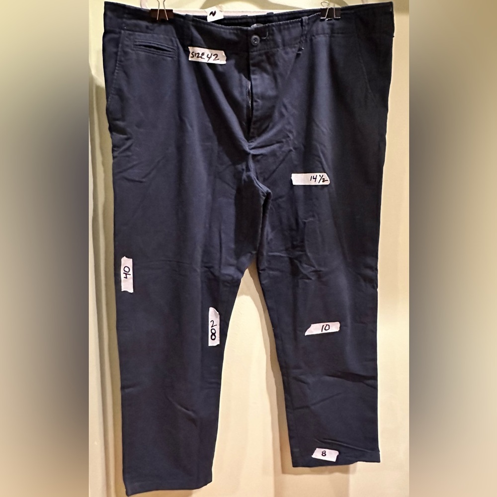 Old Navy dark blue chino pants stretch size 42 professionally altered